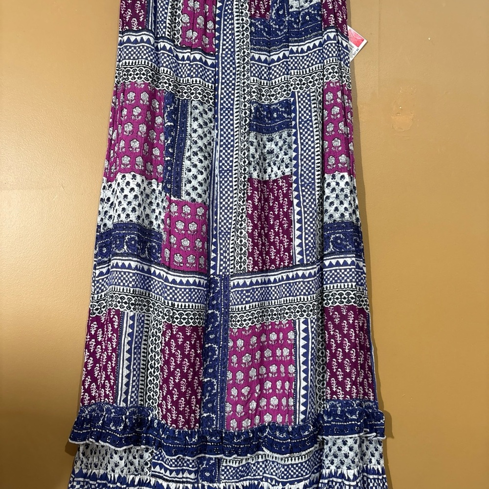 Vibrant Patchwork Maxi Skirt - Blue and Purple